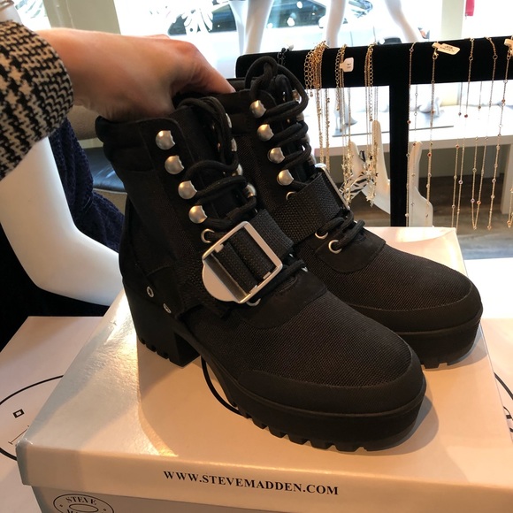 Steve Madden Grady Buckle Hiker Combat Boots - Picture 2 of 8